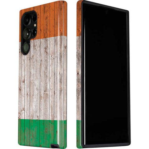 Ireland Flag Dark Wood Galaxy S22 Ultra Pro Case